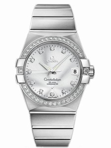 Omega 38mm Automatic Chronometer Silver Dial White Gold Case, Diamonds With White Gold Bracelet Watch #123.55.38.21.52.003 (Men Watch)