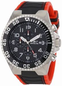 Invicta Pro Diver Quartz Chronograph Date Black Polyurethane Watch # 12412 (Men Watch)