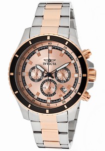 Invicta Pro Diver Quartz Chronograph Rose Gold Dial Two Tone Stainless Steel Watch # 12457 (Men Watch)