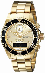 Invicta Gold-tone Dial 18k Gold Plated Stainless Steel Watch #12472 (Men Watch)