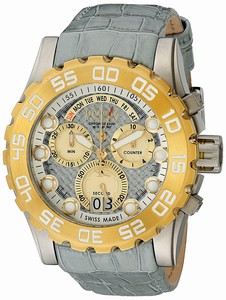Invicta Reserve Quartz Chronograph Day Date Grey Leather Watch # 12484 (Men Watch)