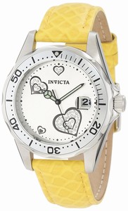 Invicta Angel Quartz Analog Date Yellow Leather Watch # 12511 (Women Watch)