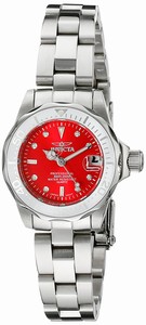 Invicta Red Dial Stainless Steel Band Watch #12518 (Women Watch)