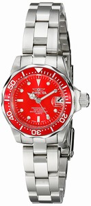 Invicta Red Dial Stainless Steel Band Watch #12522 (Women Watch)