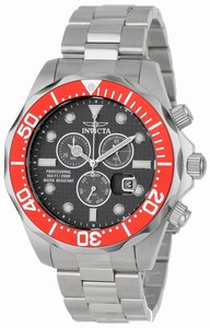 Invicta Pro Diver Quartz Chronograph Day Date Red Bezel Stainless Steel Watch # 12570 (Men Watch)