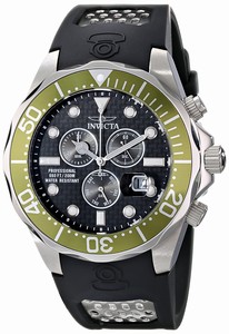 Invicta Pro Diver Quartz Chronograph Day Date Black Polyurethane Watch # 12572SYB (Men Watch)