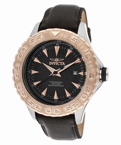 Invicta Pro Diver Quartz Analog Date Black Leather Watch # 12617 (Men Watch)