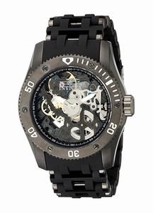 Invicta Sea Spider Mechanical Hand Wind Skeleton Dial Black Leather Watch # 1263 (Women Watch)