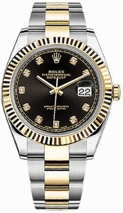 Rolex DateJust Automatic Diamonds Dial 18K Yellow Gold and Stainless Steel Watch# 126333-BLKDO (Men Watch)