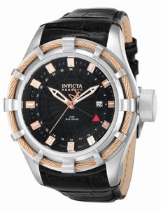 Invicta Reserve Quartz Analog Date Black Leather Watch # 12714 (Men Watch)