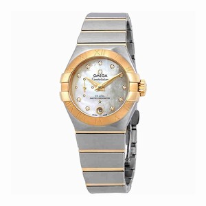 Omega White Mother Of Pearl Automatic Watch # 127.20.27.20.55.002 (Women Watch)