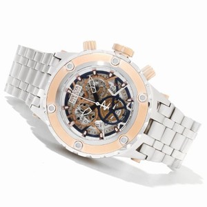 Invicta Swiss Quartz Rose-tone & Blue Skeleton Watch #12907 (Men Watch)