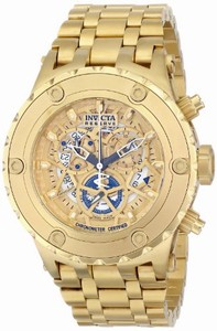 Invicta Quartz Gold Skeleton Watch #12909 (Men Watch)