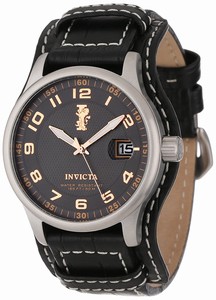 Invicta I Force Quartz Analog Date Black Leather Watch #12973 (Men Watch)