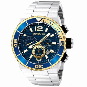 Invicta Black Dial Uni-directional Rotating Blue And Gold Ion-plated Band Watch #12993 (Men Watch)