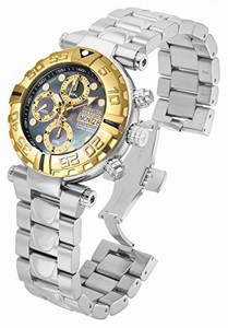 Invicta Black Mother Of Pearl Dial Gold-plated Stainless-steel Band Watch #13036 (Men Watch)