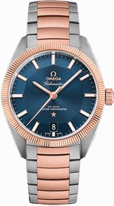 Omega Blue Dial Fixed 18kt Rose Gold Band Watch #130.20.39.21.03.001 (Men Watch)