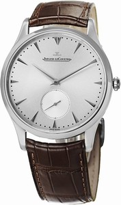 Jaeger LeCoultre Master Ultra Thin automatic Silver Dial Small Second Brown Alligator Leather Watch #1358420 (Men Watch)