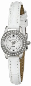 Invicta Angel Quartz Analog Crystal Bezel White Leather Watch # 13652 (Women Watch)