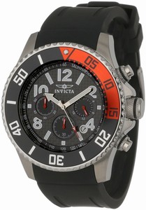 Invicta Pro Diver Quartz Chronograph Date Black Polyurethane Watch # 13727 (Men Watch)