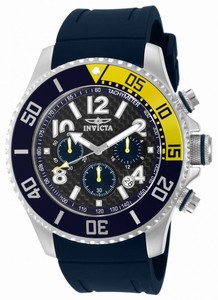 Invicta Pro Diver Quartz Chronograph Date Blue Polyurethane Watch # 13728 (Men Watch)
