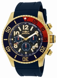 Invicta Pro Diver Quartz Chronograph Date Blue Polyurethane Watch # 13730 (Men Watch)
