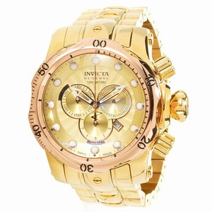 Invicta Gold Dial Uni-directional Rotating Rose Gold-plated Band Watch #13874 (Men Watch)