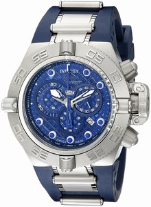 Invicta Subaqua Quartz Chronograph Day Date Blue Silicone Watch # 1389 (Men Watch)