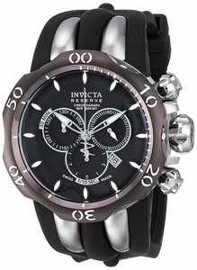 Invicta Venom Quartz Chronograph Date Black Polyurethane Watch #13918 (Men Watch)
