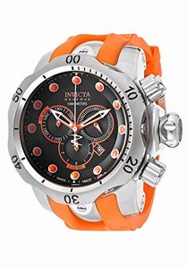 Invicta Quartz Black with orange hands, indexes and applied subdial rings Watch #14003 (Men Watch)