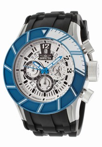 Invicta Pro Diver Quartz Chronograph Date Silver Dial Black Polyurethane Watch # 14025 (Men Watch)
