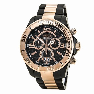 Invicta Black Dial Uni-directional Rotating Rose Gold Ion-plated Band Watch #14055 (Men Watch)