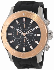 Invicta Pro Diver Quartz Chronograph Date Black Silicone Watch # 14082 (Men Watch)