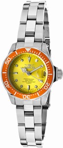 Invicta Pro Diver Quartz Analog Date Yellow Dial Stainless Steel Watch # 14097 (Women Watch)