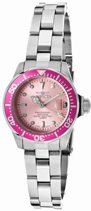 Invicta Pro Diver Quartz Analog Date Pink Dial Stainless Steel Watch # 14098 (Women Watch)