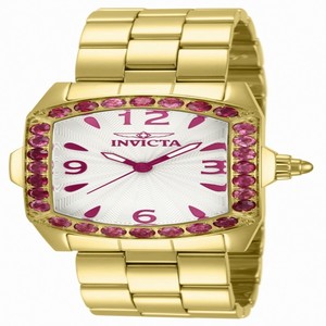 Invicta White Dial Fixed Silver-tone Set With Purple Crystals Band Watch #14139 (Women Watch)