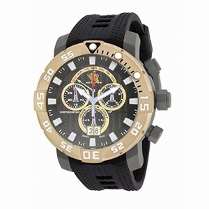 Invicta Gunmetal Dial Unidirectional 18kt Gold-plated Band Watch #14258 (Men Watch)