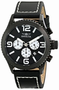 Invicta Black Dial Leather Watch #1430 (Men Watch)
