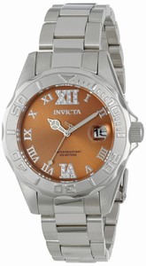 Invicta Pro Diver Quartz Analog Date Copper Dial Stainless Steel Watch # 14348 (Women Watch)