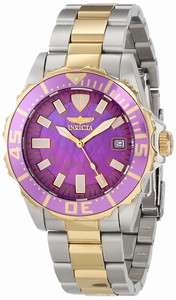 Invicta Purple Dial Stainless Steel Band Watch #14354 (Men Watch)