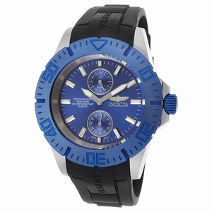 Invicta Pro Diver Quartz Blue Dial Black Polyurethane Watch # 14387 (Men Watch)