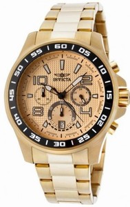 Invicta Specialty Quartz Chronograph Date Gold Dial Stainless Steel Watch # 14392 (Men Watch)