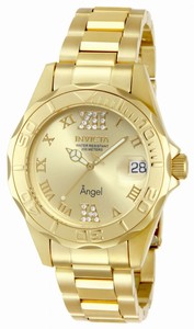 INvicta Angel Quartz Analog Date Gold Tone Stainless Steel Watch # 14397 (Women Watch)