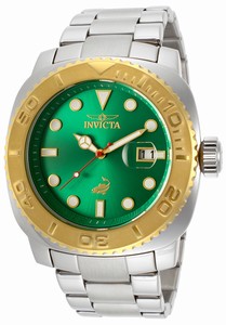 Invicta Pro Diver Automatic Analog Date Green Dial Stainless Steel Watch # 14484 (Men Watch)
