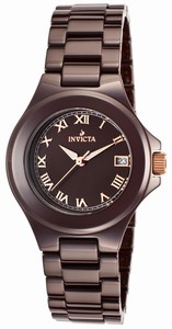 Invicta Ceramic Quartz Analog Date Brown Dial Ceramic Watch # 14571 (Women Watch)