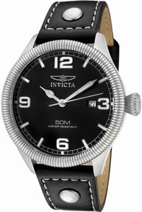 Invicta Specialty Quartz Analog Date Black Dial Leather Watch # 1460 (Men Watch)