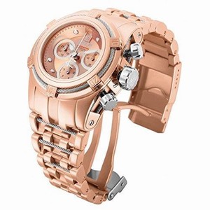 Invicta Rose Dial Fixed Rose Gold-tone With Silver-tone Cable Wire T Band Watch #14610 (Women Watch)