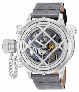 Invicta Russian Diver Mechanical Hand Wind Analog Grey Leather Watch # 14630 (Men Watch)