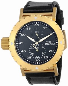 Invicta l-Force Quartz Chronograph Gold Bezel Leather Watch # 14640 (Men Watch)
