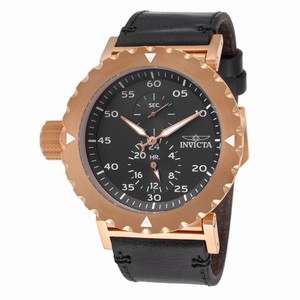 Invicta l-Force Quartz Chronograph Rose Gold Bezel Leather Watch # 14642 (Men Watch)